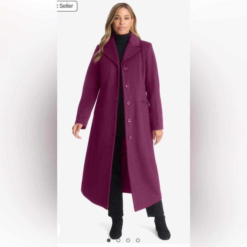Jessica London Women's Plus Size Full Length Wool Blend Coat Purple Size 16